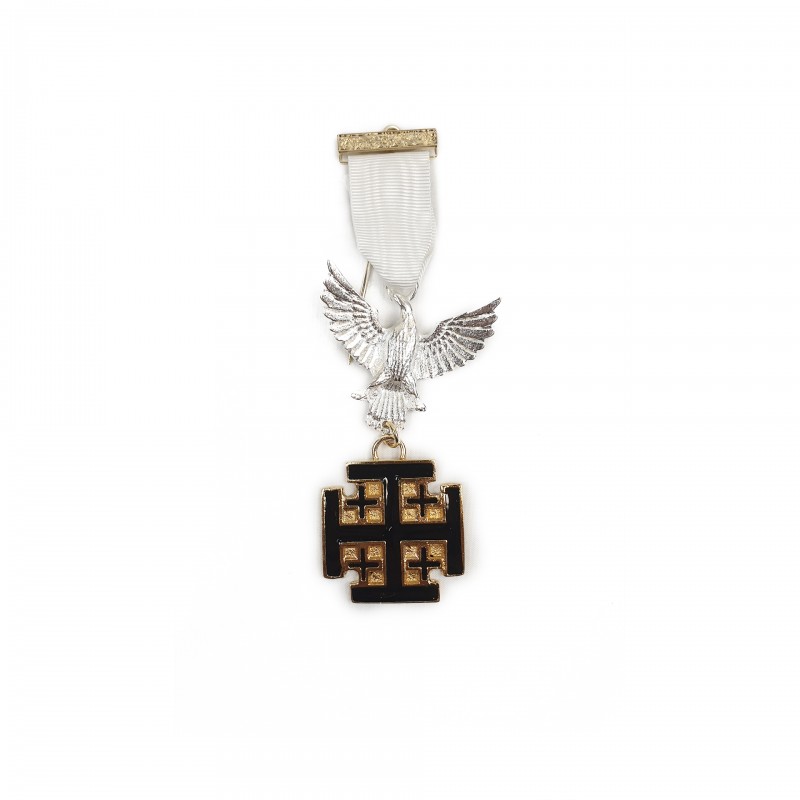 Bijou de poitrine Commandeur CSS/SJE, croix St. Sép. métal doré émaillé noir et aigle couronné