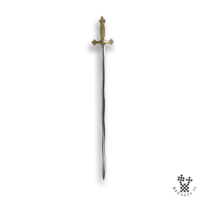 Épée flamboyante, garde emblématique dorée