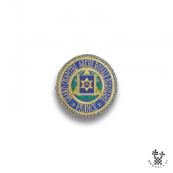 Badge de tablier gd officier honneur ARE brodé machine or/bleu/chardon