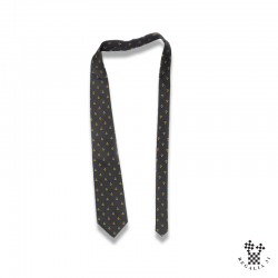 Cravate polyester, noire, motif tissé Équerres & Compas multiples vieil or,