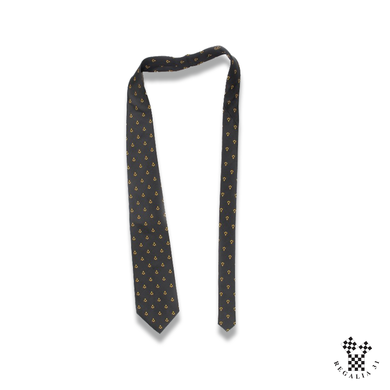 Cravate, Équerres & Compas multiples vieil or, noire, motif tissé