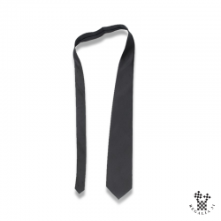 Cravate polyester, noire, motif tissé Acacia multiples, ton sur ton dans la trame,