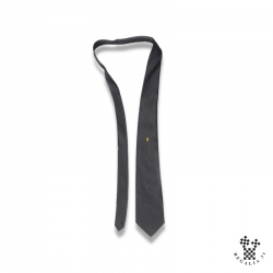 Cravate, ARCHE, motif sérigraphié Triple-Tau rouge & or sur Noir
