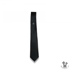 Cravate polyester, noire, CONSTANTIN, motif sérigraphié Croix florencée rouge/or