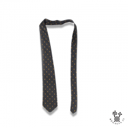 Cravate polyester, noire, motif tissé Acacia multiples vieil or