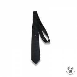 Cravate polyester, noire, MALTE, motif tissé Croix de Malte blanc
