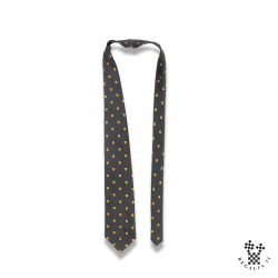 Cravate polyester, noire, TEMPLE, motif tissé multiples écussons Or à Croix pattée rouge