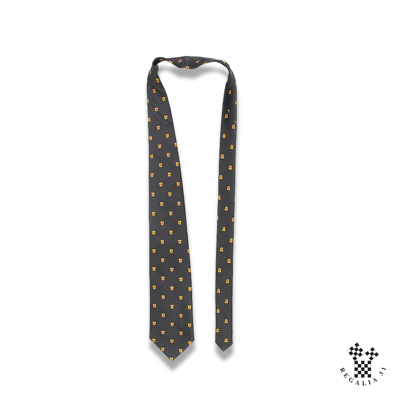 Cravate, noire, TEMPLE, motif tissé multiples écussons Or à Croix pattée rouge.