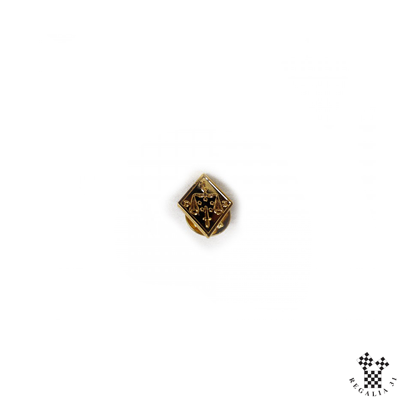 Epinglette P.D.J. 16º REAA, losange métal doré avec symboles DZ/balance cloisonnés