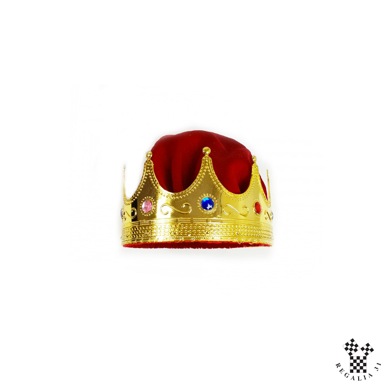 couronne de roi or avec métal souple et tissu rouge adulte – J2F Shop