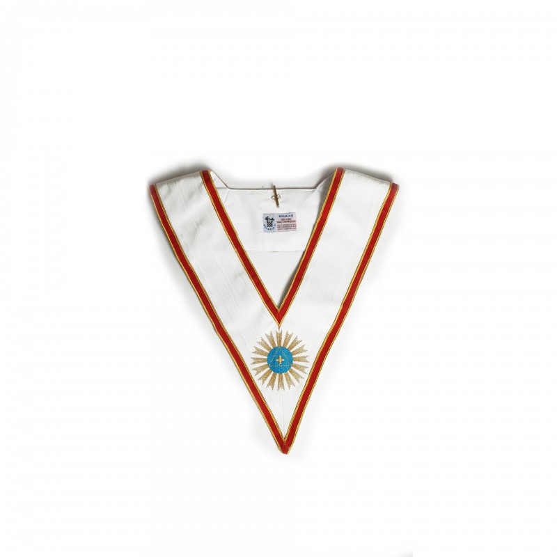 Sautoiir V° Ordre GCGF, blanc/bords rouge/soutaches Or, gloire & triangle bleu